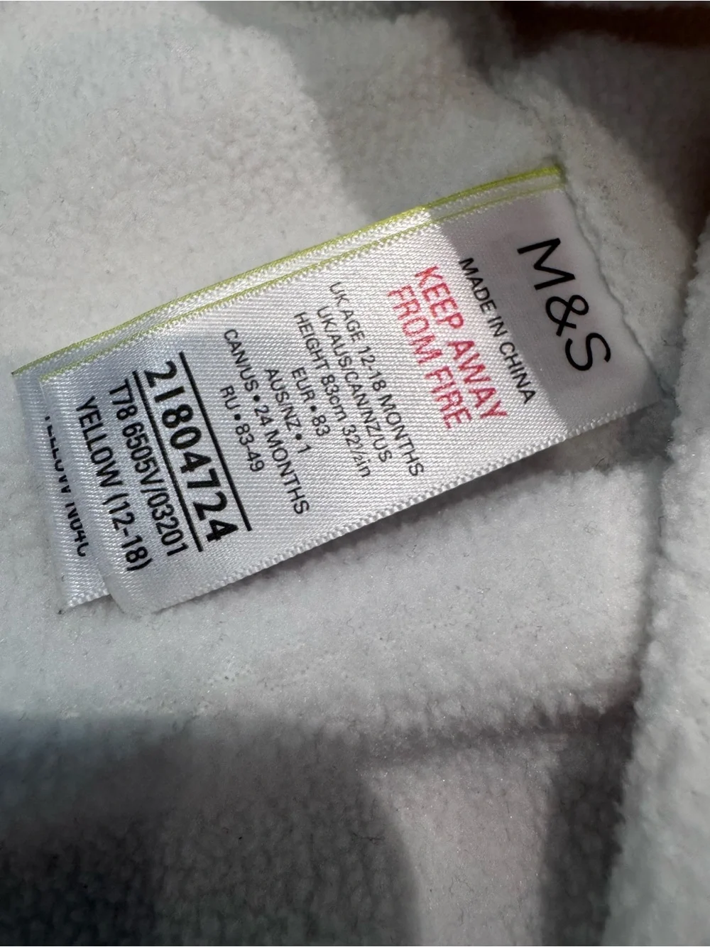 M&S Baby Yellow Duck Rain Suit / Puddle Suit – 12–18 Months